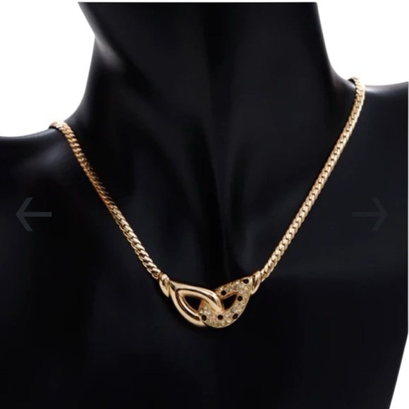 Dior Jewelry - Christian Dior Vintage Unique Gold Necklace with Crystal Accents